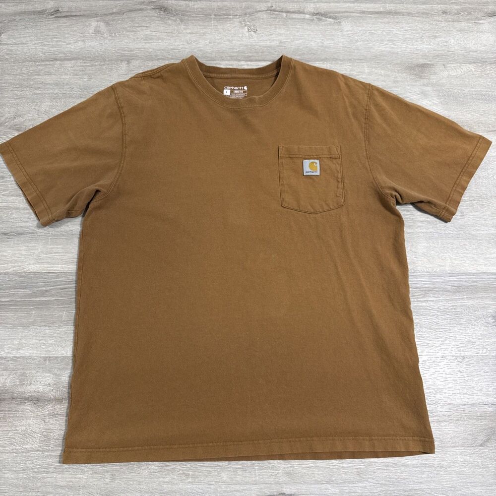 Carhartt K87 Shirt Men’s Large Brown Loose Fit Heavyweight Pocket Workwear